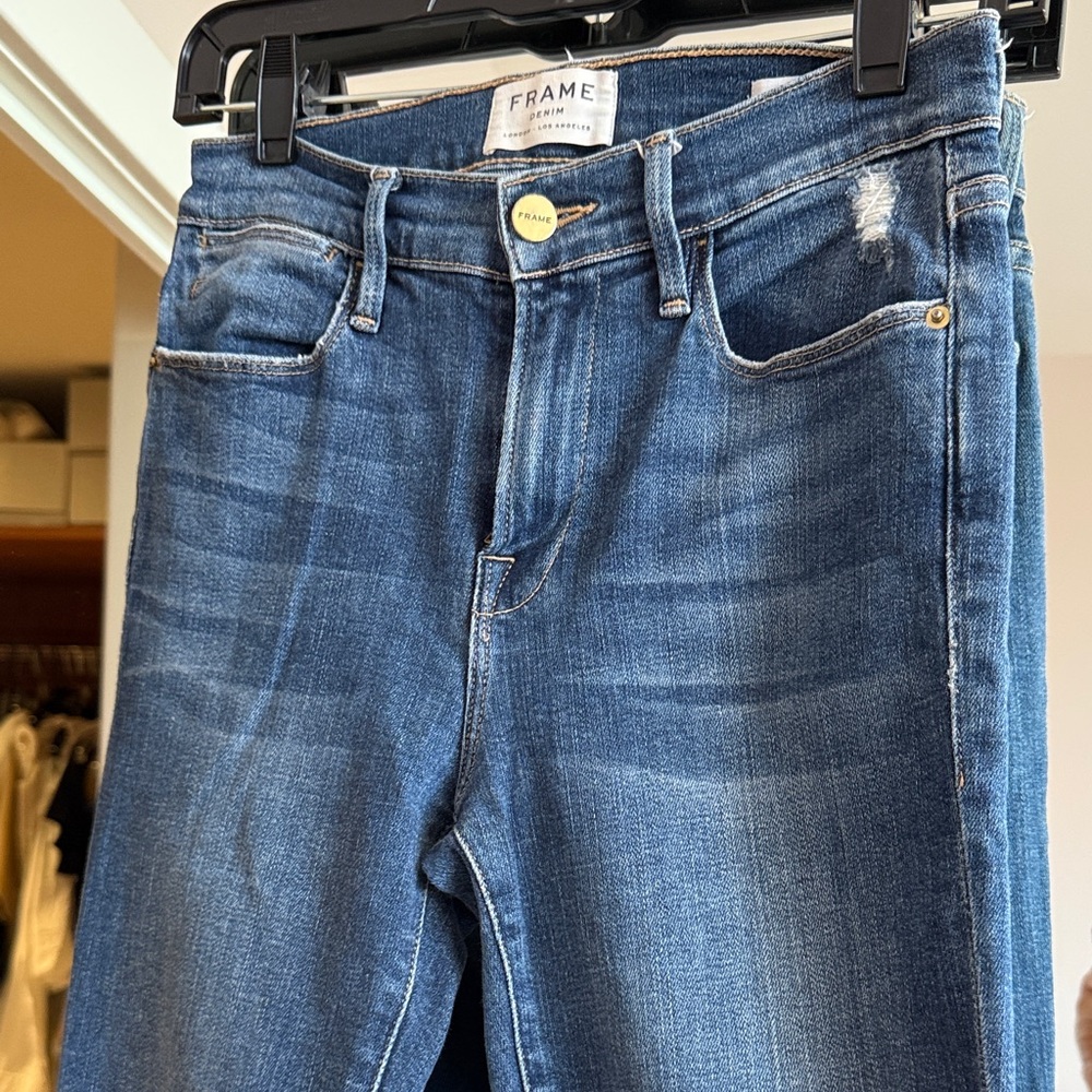 Frame Denim Women's Distressed Blue Skinny Jeans